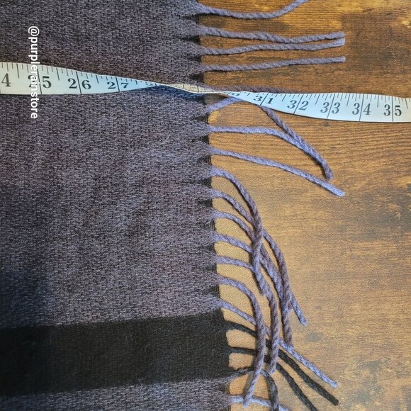 Banana Republic Cashmere Blend Fringe Blanket Wrap Karen Plaid Purple Black - Picture 6 of 8
